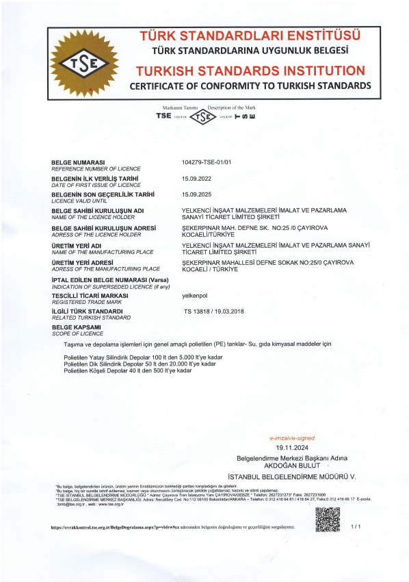 1000 LT POLİETİLEN SU DEPOSU(SİLİNDİRİK GRİ) - 3